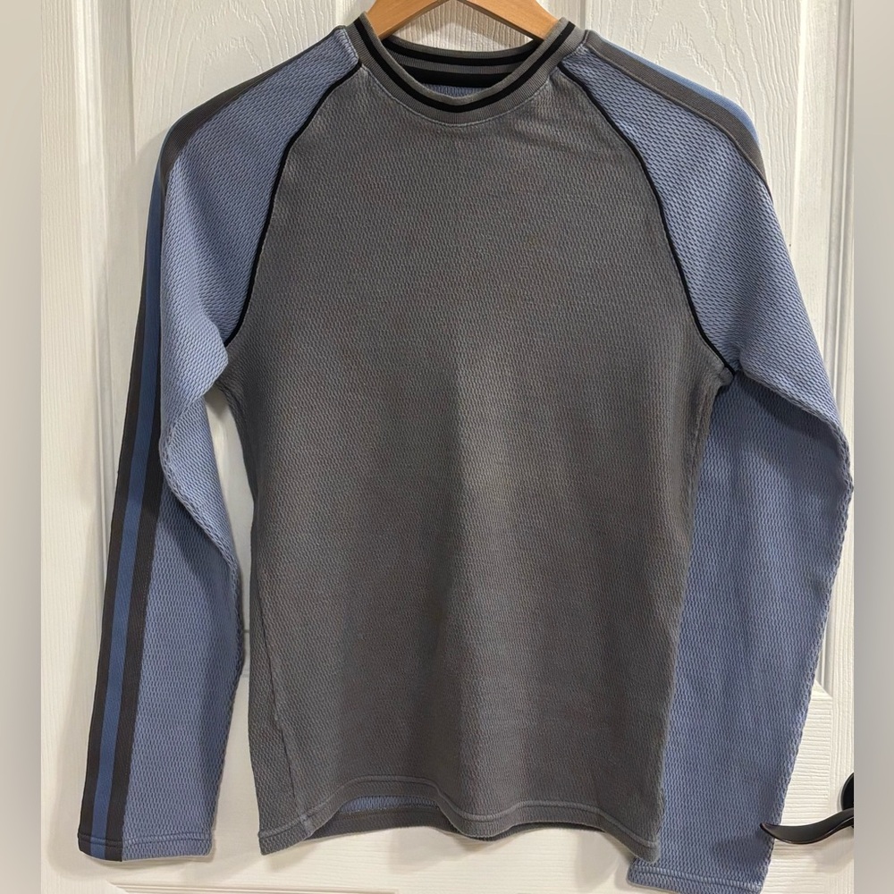 A|X Armani Exchange Thermal Knit Long Sleeve Shirt Men’s S Gray Blue Cotton LN